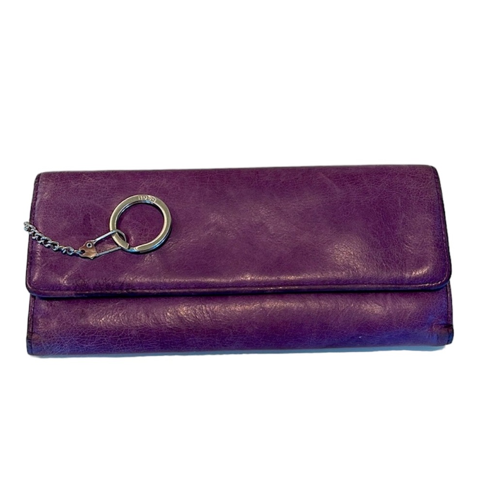 HOBO purple leather wallet with key chain